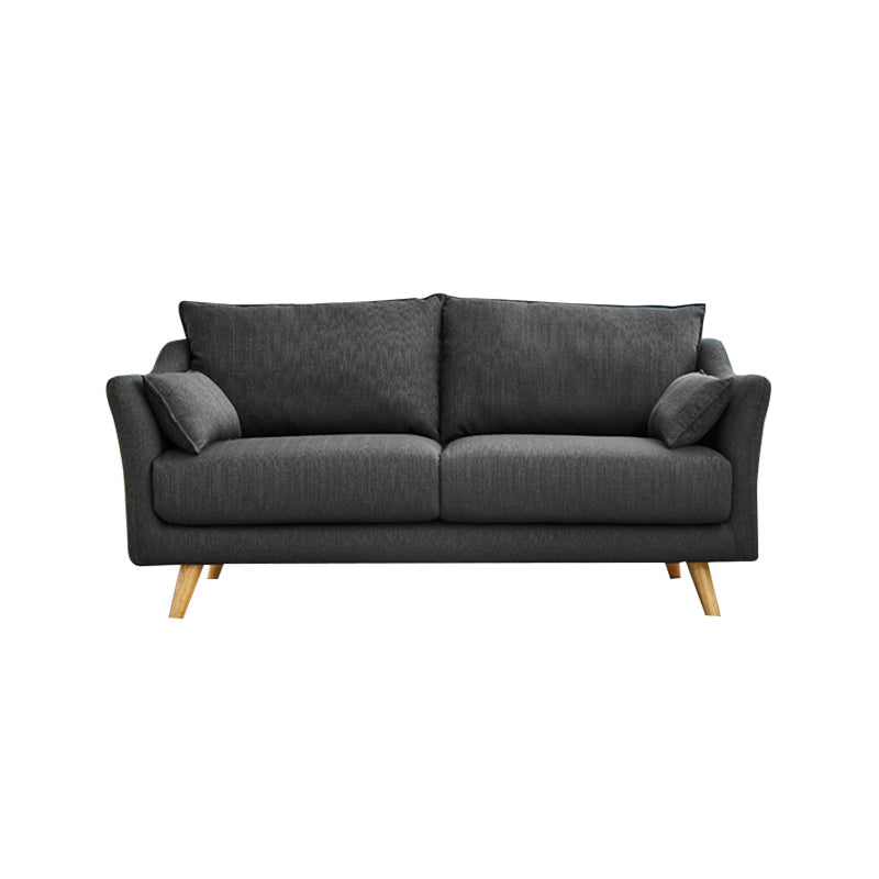 Loose Back Sloped Arm Sofa Nordic 30.7" H Linen Slipcovered Sofa Dark Gray Clearhalo 'Furniture' 'furniture_sofas' 'kitchen' 'kitchen_sofas' 'Living Room Furniture' 'Sofa' 'sofas' 4820445