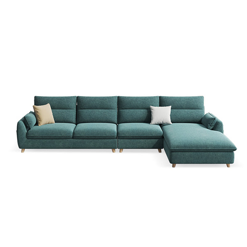Emerald Green Modern Pillow Top Arm Sectional for Apartment, Living Room 124"L x 65"W x 33"H Faux Leather Clearhalo 'furn' 'furn_sectionals' 'Furniture' 'furniture_sectionals' 'kitchen' 'kitchen_sectionals' 'Living Room Furniture' 'Sectionals' 4821389