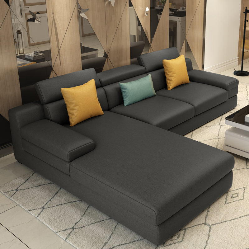 Contemporary High Back Sectionals 35.43"High 5-Seat Square Arm Sofa for Apartment Dark Gray Latex Clearhalo 'furn' 'furn_sectionals' 'Furniture' 'furniture_sectionals' 'kitchen' 'kitchen_sectionals' 'Living Room Furniture' 'Sectionals' 4821440