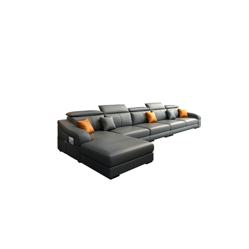 Modern Fabric Sectional Sofa 33.46"High Sloped Arms Sectionals with Storage, Grey 132"L x 61"W x 33.5"H Clearhalo 'furn' 'furn_sectionals' 'Furniture' 'furniture_sectionals' 'kitchen' 'kitchen_sectionals' 'Living Room Furniture' 'Sectionals' 4822185
