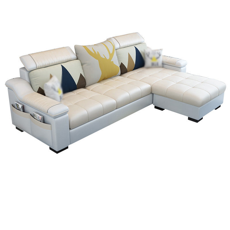 Square Arm Sectionals 106.3"D x 57"W x 35.43"H High Back Sofa with Storage Off-White Clearhalo 'furn' 'furn_sectionals' 'Furniture' 'furniture_sectionals' 'kitchen' 'kitchen_sectionals' 'Living Room Furniture' 'Sectionals' 4822423