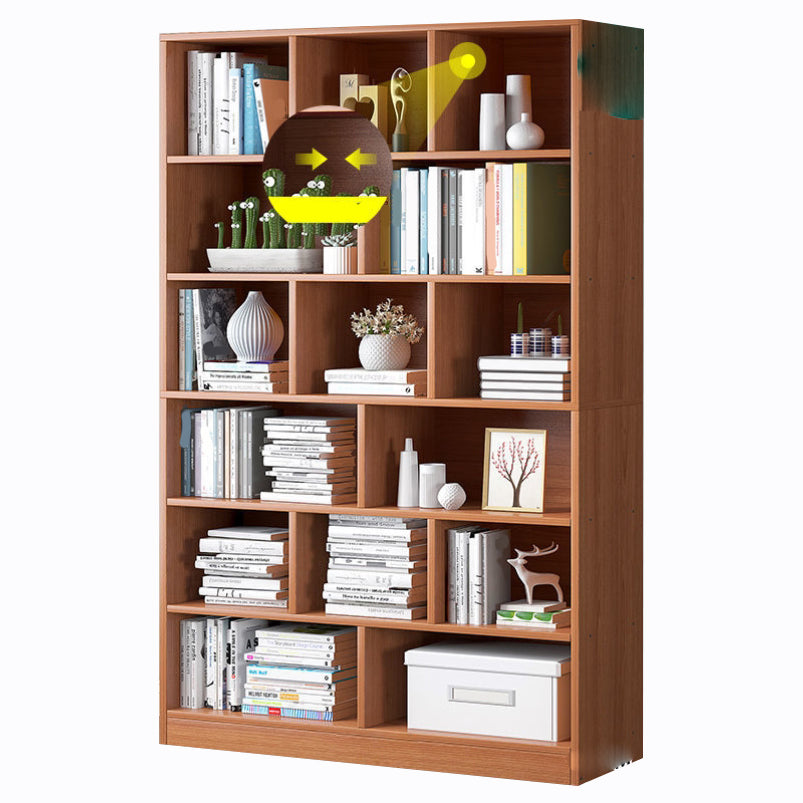 Scandinavian Style Bookshelf Engineered Wood Bookcase for Home Office Study Room Coffee 39.4"L x 9.4"W x 70.9"H Clearhalo 'Bookcases' 'Furniture' 'furniture_bookcases' 'kitchen' 'kitchen_bookcases' 'Living Room Furniture' 'Office Furniture' 4823312