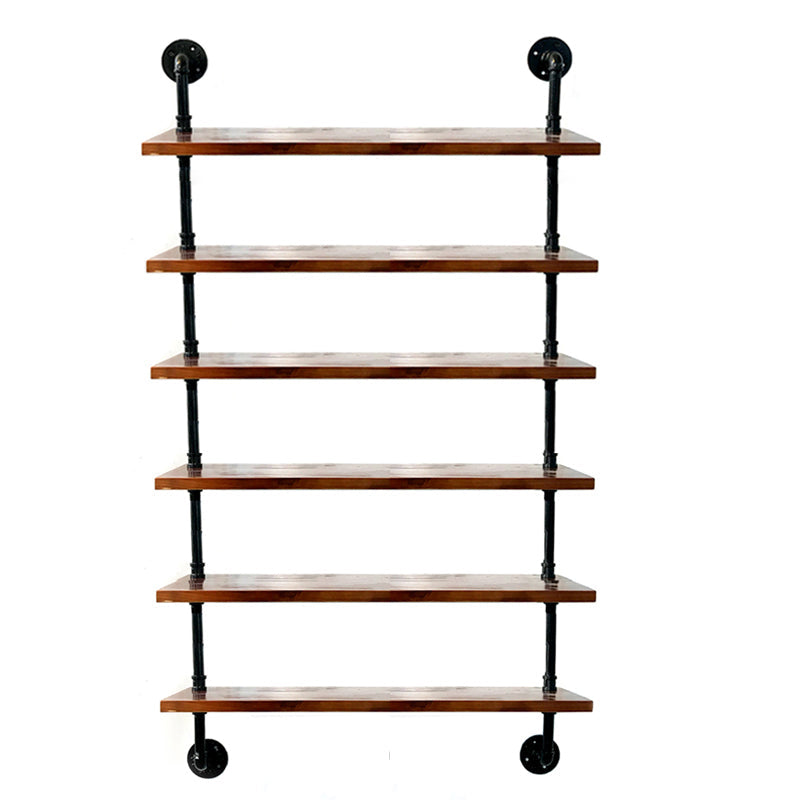 Industrial Style Bookshelf Wall Mounted Solid Wood Bookcase for Home Office 31.5"L x 7.9"W x 77.2"H Clearhalo 'Bookcases' 'furn' 'furn_bookcases' 'Furniture' 'furniture_bookcases' 'kitchen' 'kitchen_bookcases' 'Living Room Furniture' 'Office Furniture' 4826450