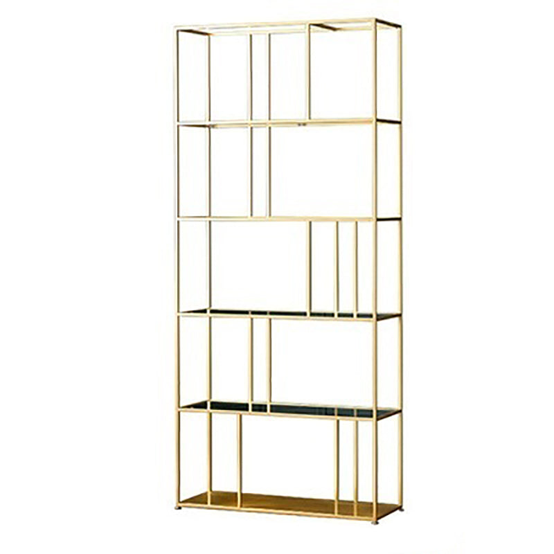 Metal Industrial Etagere Bookshelf Iron Open Vertical Bookshelf for Office Gold Clearhalo 'Bookcases' 'furn' 'furn_bookcases' 'Furniture' 'furniture_bookcases' 'kitchen' 'kitchen_bookcases' 'Living Room Furniture' 'Office Furniture' 4826476