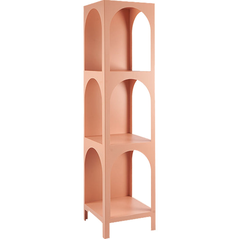 Metal Closed Back Bookshelf Scandinavian Style Bookcase for Home Office 13.8"L x 13.8"W x 55.1"H Pink Clearhalo 'Bookcases' 'furn' 'furn_bookcases' 'Furniture' 'furniture_bookcases' 'kitchen' 'kitchen_bookcases' 'Living Room Furniture' 'Office Furniture' 4826594