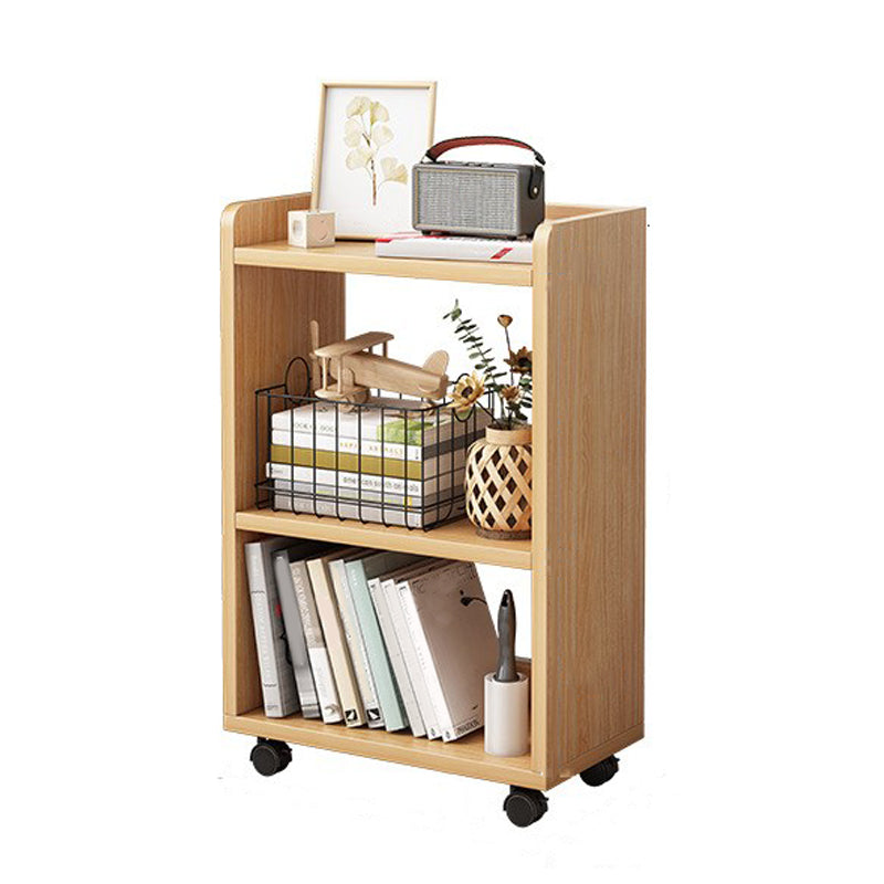 Contemporary Style Bookcase with Casters Bookshelf for Office and Dormitory 17.7"L x 9.4"W x 26"H Natural Clearhalo 'Bookcases' 'furn' 'furn_bookcases' 'Furniture' 'furniture_bookcases' 'kitchen' 'kitchen_bookcases' 'Living Room Furniture' 'Office Furniture' 4826743