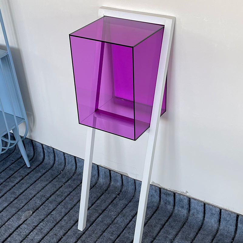 Contemporary Geometric Bookshelf Acrylic Bookshelf,11.8"L x 9.4"W x 35.4"H Purple Clearhalo 'Bookcases' 'furn' 'furn_bookcases' 'Furniture' 'furniture_bookcases' 'kitchen' 'kitchen_bookcases' 'Living Room Furniture' 'Office Furniture' 4826765