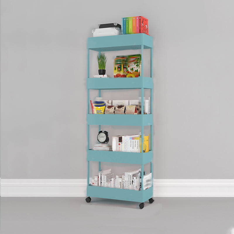 Contemporary Vertical Etagere Bookshelf with Metal Frame Plastic Bookshelf Blue Clearhalo 'Bookcases' 'furn' 'furn_bookcases' 'Furniture' 'furniture_bookcases' 'kitchen' 'kitchen_bookcases' 'Living Room Furniture' 'Office Furniture' 4826876