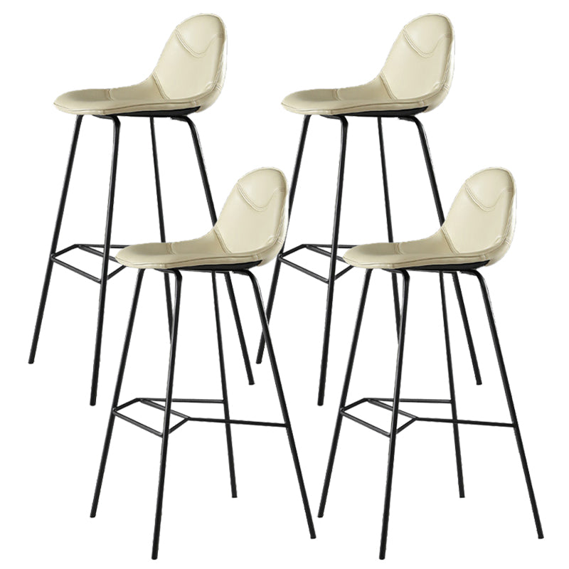 Contemporary Matte Finish Footrest Barstool Leather Home Stool Beige Set of 4 Clearhalo 'Bar Furniture' 'Bar Stools' 'bar_stools' 'Furniture' 'furniture_bar_stools' 'Kitchen & Dining Furniture' 4829907