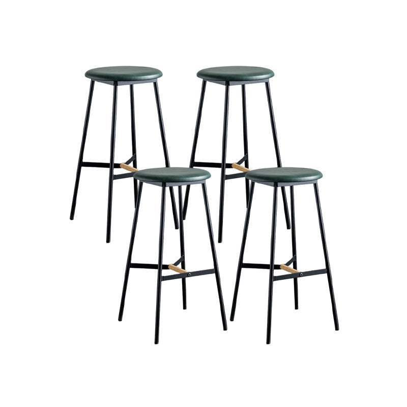 Industrial Backless Bar-stool PU Leather Bar Stool with Metal Legs Green Set of 4 Bar Stool(30"H) Clearhalo 'Bar Furniture' 'Bar Stools' 'bar_stools' 'Furniture' 'furniture_bar_stools' 'Kitchen & Dining Furniture' 4830248