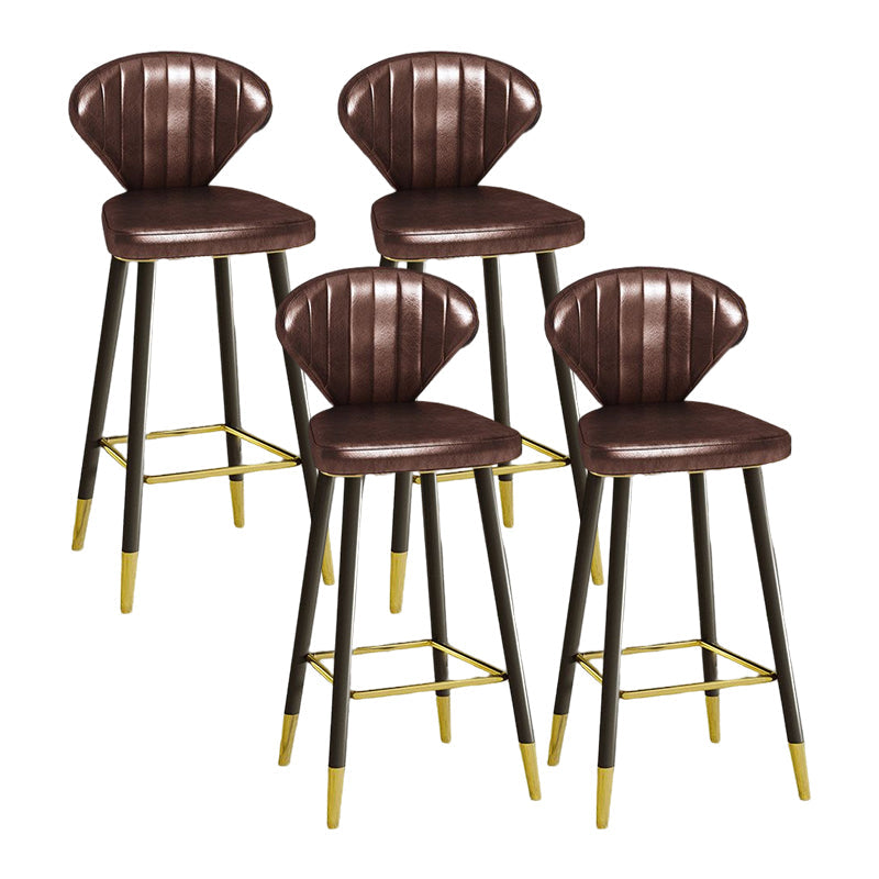 Nordic Glam Style Bar-stool PU Leather Counter Bar Stool with Metal Legs Brown 4 Piece Set Clearhalo 'Bar Furniture' 'Bar Stools' 'bar_stools' 'furn' 'furn_bar_stools' 'Furniture' 'furniture_bar_stools' 'Kitchen & Dining Furniture' 4830401