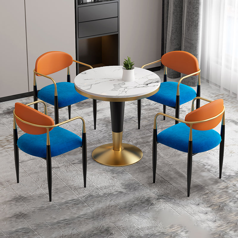 Glam Style Sintered Stone Dining Set 1/2/4/5 Pieces Dining Set for Dining Areas 5 Pieces: Table, 4 Orange Chairs Clearhalo 'Dining Room Sets' 'Dining Tables & Seating' 'dining_room_set' 'furn' 'furn_dining_room_set' 'Furniture' 'furniture_dining_room_set' 'Kitchen & Dining Furniture' 4830555