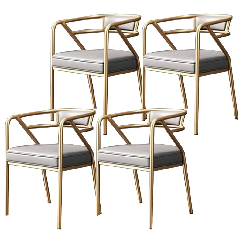 Modern Metal Arm Chair Open Back Dining Side Chair with Upholstered 21.6"x22.8"x29.5" Gray-White 4 Piece Set Brass Gold Clearhalo 'Dining Chairs' 'Dining Tables & Seating' 'dining_chair' 'furn' 'furn_dining_chair' 'Furniture' 'furniture_dining_chair' 'Kitchen & Dining Furniture' 4831647
