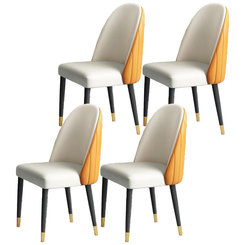 Modern Style Wood Chair Parsons Chair with Upholstered for Dining Room White-Orange 4 Piece Set Clearhalo 'Dining Chairs' 'Dining Tables & Seating' 'dining_chair' 'furn' 'furn_dining_chair' 'Furniture' 'furniture_dining_chair' 'Kitchen & Dining Furniture' 4831824