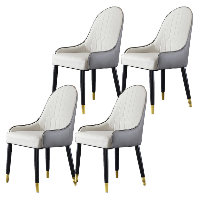 Glam Style Wood Chair Faux Leather Parsons Side Chair for Dining Room 20.8"x21.6"x35.4" White 4 Piece Set Clearhalo 'Dining Chairs' 'Dining Tables & Seating' 'dining_chair' 'furn' 'furn_dining_chair' 'Furniture' 'furniture_dining_chair' 'Kitchen & Dining Furniture' 4832015