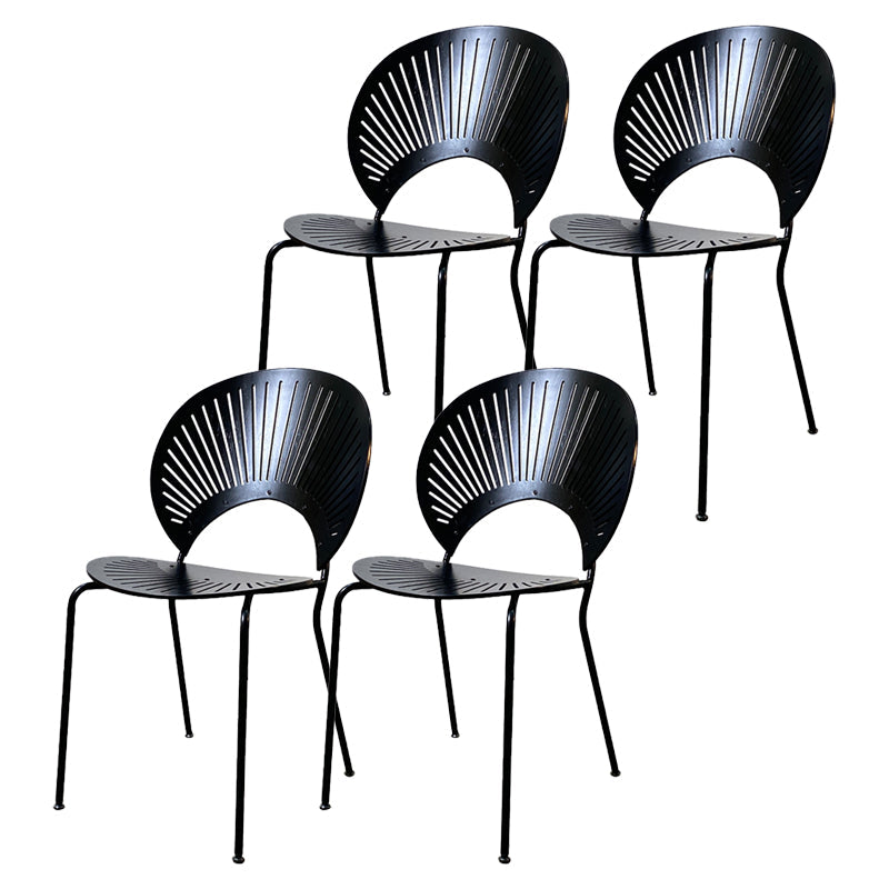 Contemporary Stainless Steel Legs Armless Dining Chairs Open Back Dining Side Chair Black 4 Piece Set Clearhalo 'Dining Chairs' 'Dining Tables & Seating' 'dining_chair' 'furn' 'furn_dining_chair' 'Furniture' 'furniture_dining_chair' 'Kitchen & Dining Furniture' 4832044