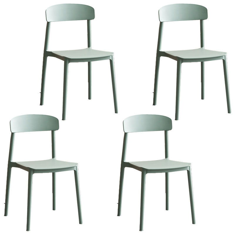 Modern Stackable Plastic Chair Open Back Dining Side Chair for Dining Room Green 4 Piece Set Clearhalo 'Dining Chairs' 'Dining Tables & Seating' 'dining_chair' 'furn' 'furn_dining_chair' 'Furniture' 'furniture_dining_chair' 'Kitchen & Dining Furniture' 4832254