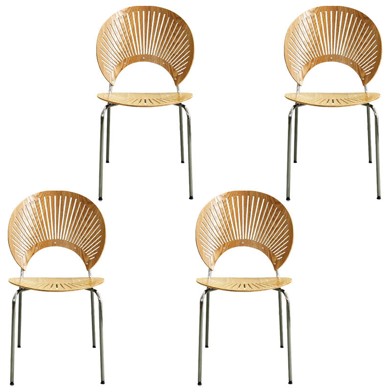 Metal Dining Room Chair Open Back Dining Side Black and Silver Chair Wood 4 Piece Set Clearhalo 'Dining Chairs' 'Dining Tables & Seating' 'dining_chair' 'furn' 'furn_dining_chair' 'Furniture' 'furniture_dining_chair' 'Kitchen & Dining Furniture' 4832466