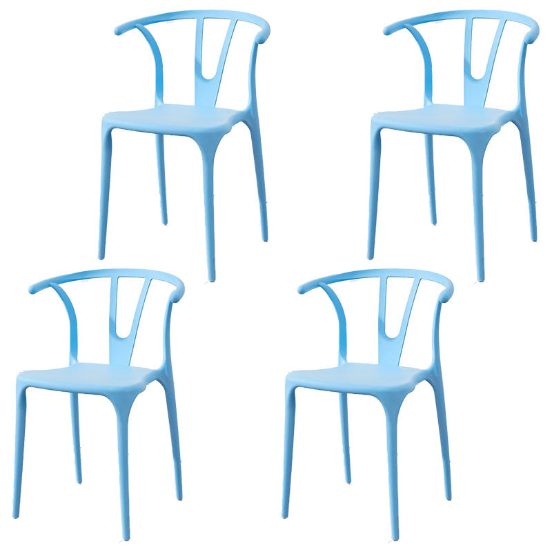 Contemporary Plastic Kitchen and Dining Room Chair Slat Back Side Chair Sky Blue 4 Piece Set Clearhalo 'Dining Chairs' 'Dining Tables & Seating' 'dining_chair' 'furn' 'furn_dining_chair' 'Furniture' 'furniture_dining_chair' 'Kitchen & Dining Furniture' 4832559