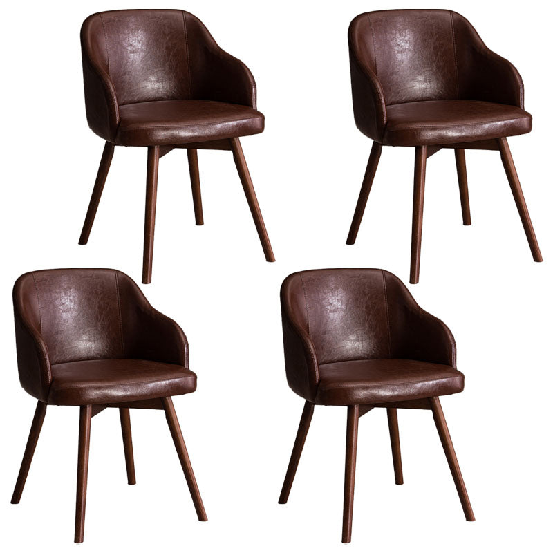 Modern Style Wood Arm Chair Upholstered Fabric Dining Side Chair 19.6"x19.6"x29.9" Dark Coffee 4 Piece Set Clearhalo 'Dining Chairs' 'Dining Tables & Seating' 'dining_chair' 'furn' 'furn_dining_chair' 'Furniture' 'furniture_dining_chair' 'Kitchen & Dining Furniture' 4832654