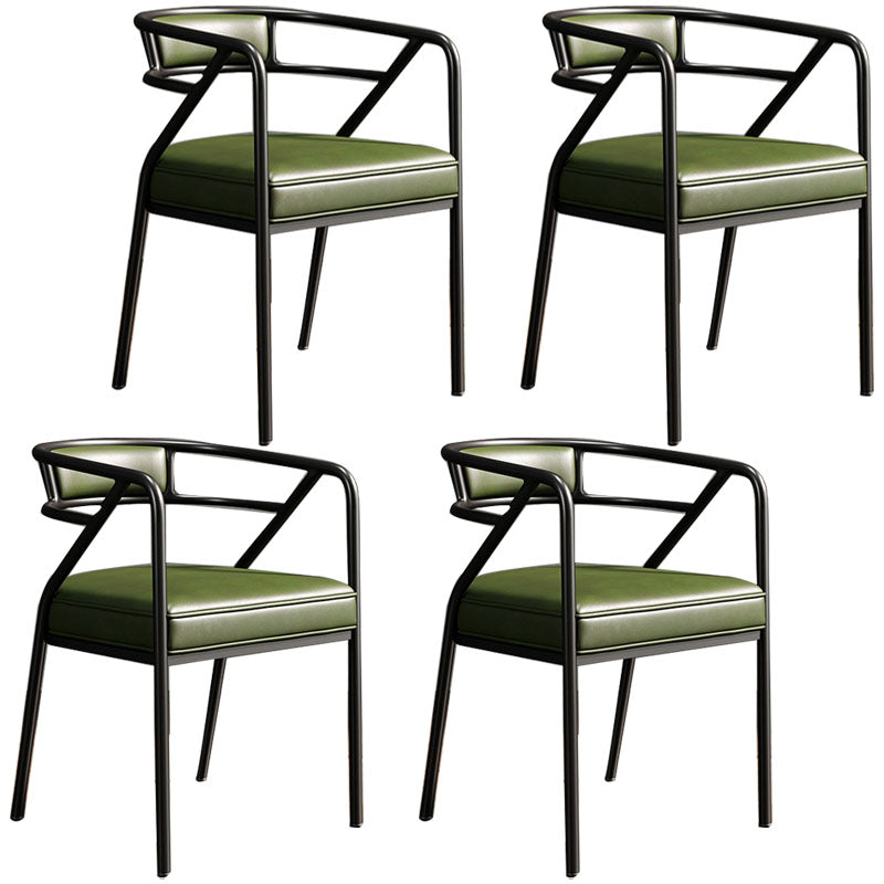 Glam Metal Kitchen and Dining Room Chair Open Back Dining Side Chairs Green Leather 4 Piece Set Clearhalo 'Dining Chairs' 'Dining Tables & Seating' 'dining_chair' 'furn' 'furn_dining_chair' 'Furniture' 'furniture_dining_chair' 'Kitchen & Dining Furniture' 4832721