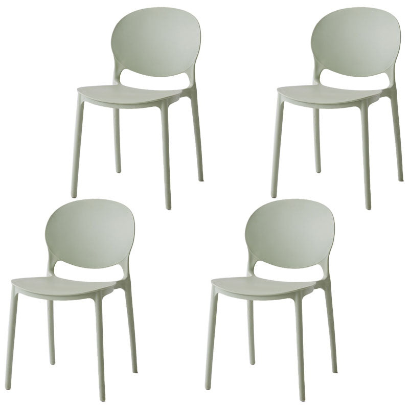 Modern Style Stackable Plastic Chair Open Back Dining Side Chair (Set of 4) Light Green 4 Piece Set Clearhalo 'Dining Chairs' 'Dining Tables & Seating' 'dining_chair' 'furn' 'furn_dining_chair' 'Furniture' 'furniture_dining_chair' 'Kitchen & Dining Furniture' 4832774