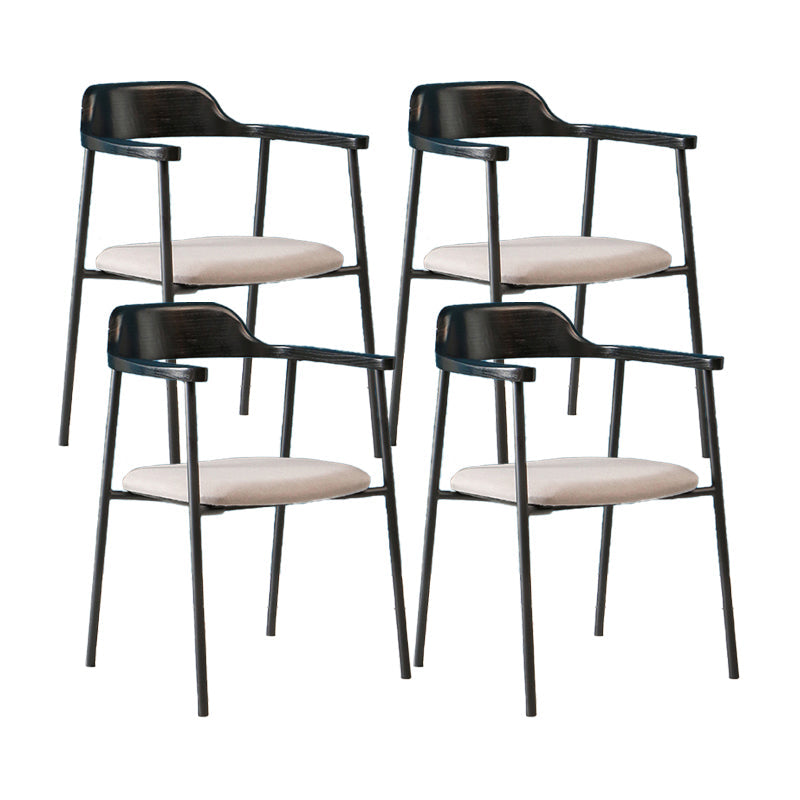 Modern Style Metal Arm Chair Open Back Dining Side Chair with Wood back Black Light Grey 4 Piece Set Clearhalo 'Dining Chairs' 'Dining Tables & Seating' 'dining_chair' 'furn' 'furn_dining_chair' 'Furniture' 'furniture_dining_chair' 'Kitchen & Dining Furniture' 4832930