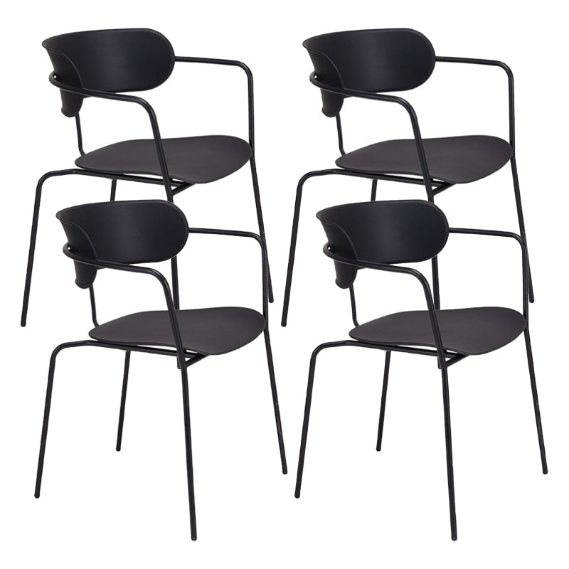 Glam Style Metal Arm Chair Open Back Side Chair for Dining Room (Set of 4) Black 4 Piece Set Clearhalo 'Dining Chairs' 'Dining Tables & Seating' 'dining_chair' 'furn' 'furn_dining_chair' 'Furniture' 'furniture_dining_chair' 'Kitchen & Dining Furniture' 4832937