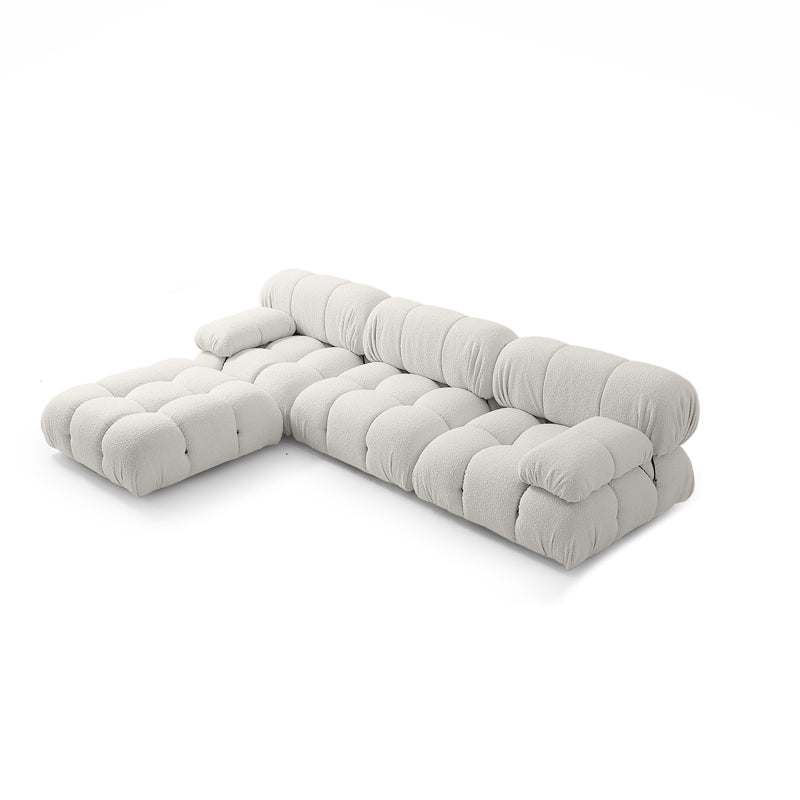 Contemporary Biscuit Back Sofa 26.38"High Velvet Couch for Living Room,White 106"L x 71"W x 26"H Symmetrical Pillow Top Arm Clearhalo 'furn' 'furn_sofas' 'Furniture' 'furniture_sofas' 'kitchen' 'kitchen_sofas' 'Living Room Furniture' 'Sofa' 'sofas' 4836067