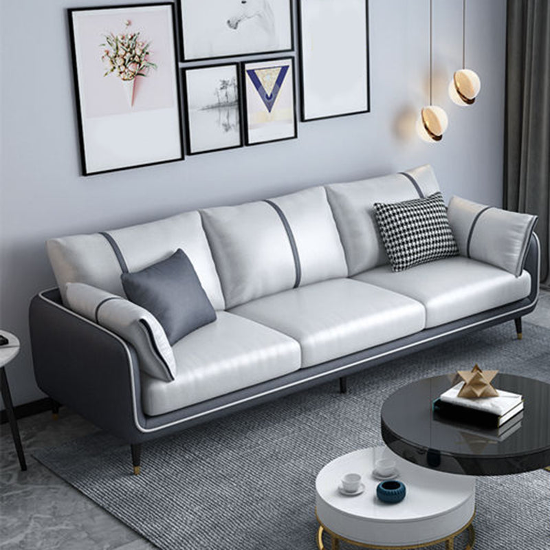 Scandinavian 3-seater Sofa Pillow Back Couch with Black Legs for Living Room Gray-White Latex Clearhalo 'Furniture' 'furniture_sofas' 'kitchen' 'kitchen_sofas' 'Living Room Furniture' 'Sofa' 'sofas' 4836164