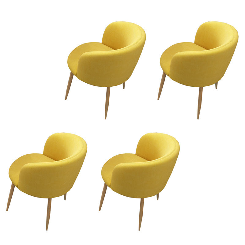 Modern Style Natural Iron Arm Chair Upholstered Side Chair for Dining Room Light Yellow 4 Piece Set Clearhalo 'Dining Chairs' 'Dining Tables & Seating' 'dining_chair' 'furn' 'furn_dining_chair' 'Furniture' 'furniture_dining_chair' 'Kitchen & Dining Furniture' 4839631