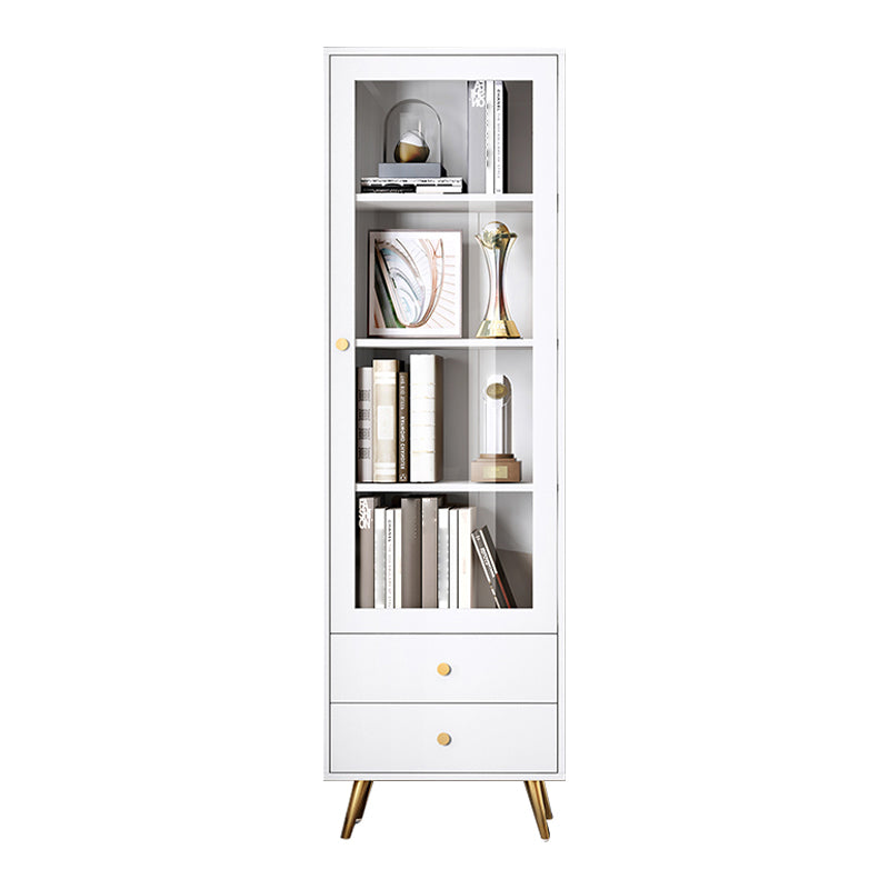 Glam Style Bookshelf Standard Closed Back Shelf Bookcase With Cabinet 23.6"L x 11.8"W x 76.9"H White Clearhalo 'Bookcases' 'furn' 'furn_bookcases' 'Furniture' 'furniture_bookcases' 'kitchen' 'kitchen_bookcases' 'Living Room Furniture' 'Office Furniture' 4844393