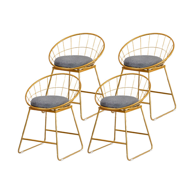 Scandinavian Upholstered Counter Chairs Bucket Barstools with Metal Legs for Home Gold 4 Piece Set Short Stool(18"H) Clearhalo 'Bar Furniture' 'Bar Stools' 'bar_stools' 'furn' 'furn_bar_stools' 'Furniture' 'furniture_bar_stools' 'Kitchen & Dining Furniture' 4850350