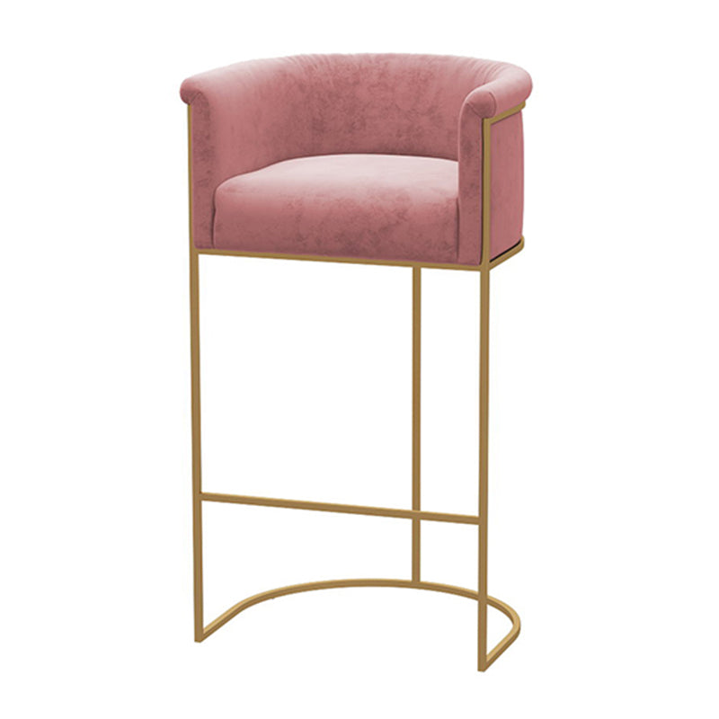 Nordic Design Upholstered Bar Stools for Home Use Luxury Low Back Round Stools Pink 1 Piece Clearhalo 'Bar Furniture' 'Bar Stools' 'bar_stools' 'furn' 'furn_bar_stools' 'Furniture' 'furniture_bar_stools' 'Kitchen & Dining Furniture' 4850504