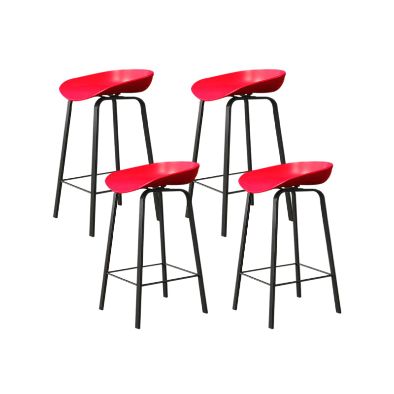 Nordic Design Bucket Low Back Stools for Home Plastic Counter Stool with Metal Legs Red 4 Piece Set Clearhalo 'Bar Furniture' 'Bar Stools' 'bar_stools' 'furn' 'furn_bar_stools' 'Furniture' 'furniture_bar_stools' 'Kitchen & Dining Furniture' 4850574