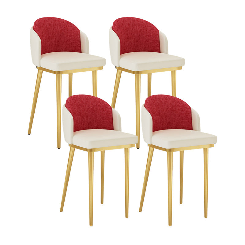 Nordic Design Upholstered Bar Stools for Home Armless Low Back Stools with Cushion White-Red Gold 4 Piece Set Clearhalo 'Bar Furniture' 'Bar Stools' 'bar_stools' 'furn' 'furn_bar_stools' 'Furniture' 'furniture_bar_stools' 'Kitchen & Dining Furniture' 4850611