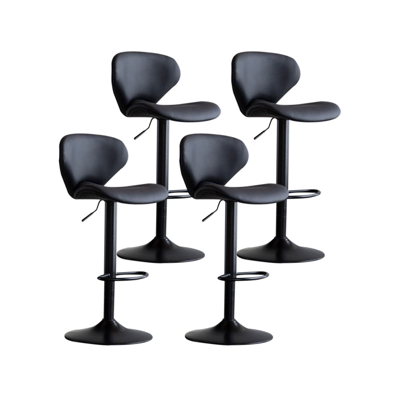Scandinavian Matte Finish Adjustable Height Swivel Bar Stool Leather Home Stool Black Black 4 Piece Set Clearhalo 'Bar Furniture' 'Bar Stools' 'bar_stools' 'furn' 'furn_bar_stools' 'Furniture' 'furniture_bar_stools' 'Kitchen & Dining Furniture' 4850669