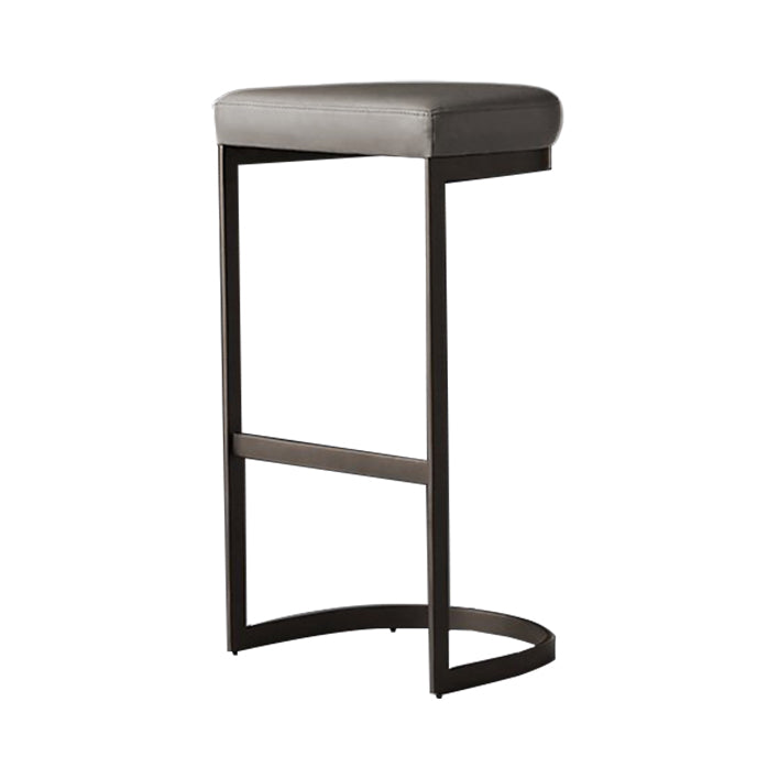 Glam Restaurant Footrest Bar Stool Gray Leather Backless Stool Black 1 Piece Clearhalo 'Bar Furniture' 'Bar Stools' 'bar_stools' 'furn' 'furn_bar_stools' 'Furniture' 'furniture_bar_stools' 'Kitchen & Dining Furniture' 4850740