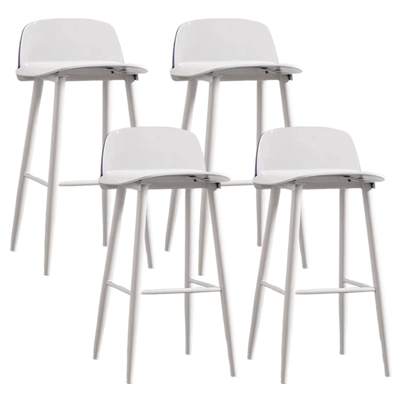 Modern Rectangle Bar and Counter Stool Low Back Stool with 4 Legs White 4 Piece Set Clearhalo 'Bar Furniture' 'Bar Stools' 'bar_stools' 'furn' 'furn_bar_stools' 'Furniture' 'furniture_bar_stools' 'Kitchen & Dining Furniture' 4850756