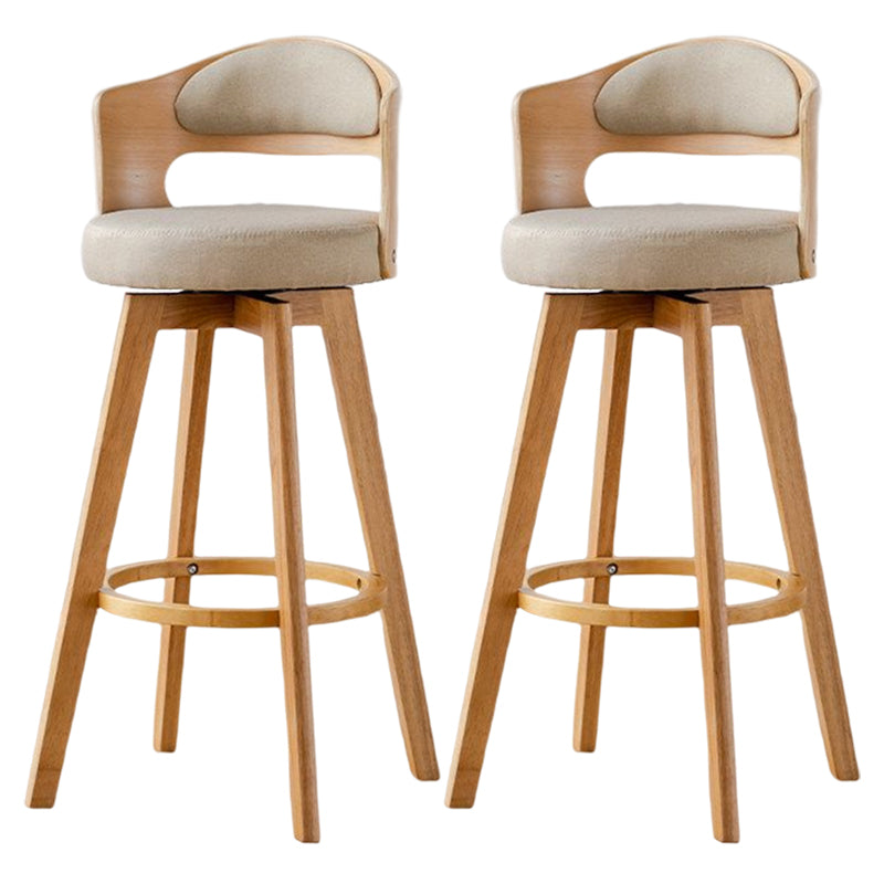 Contemporary Style Low Back Barstools with Cushion Upholstered Bar Stools Khaki Natural Cotton Clearhalo 'Bar Furniture' 'Bar Stools' 'bar_stools' 'Furniture' 'furniture_bar_stools' 'Kitchen & Dining Furniture' 4850929