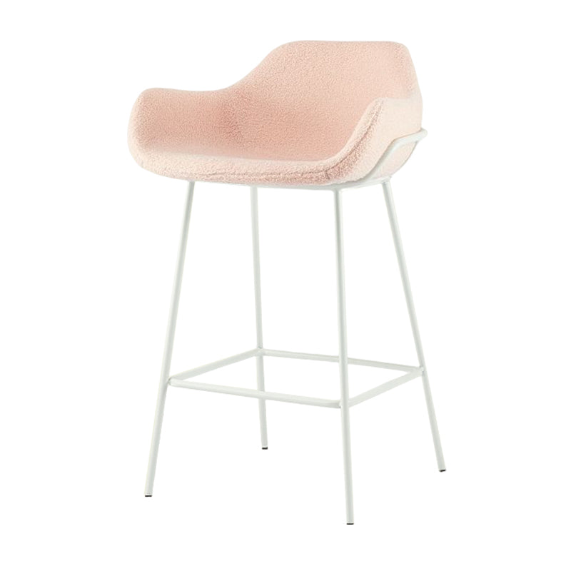 Scandinavian Upholstered Armed Bar Stool Matte Finish Footrest Home Stool Pink 1 Piece Clearhalo 'Bar Furniture' 'Bar Stools' 'bar_stools' 'furn' 'furn_bar_stools' 'Furniture' 'furniture_bar_stools' 'Kitchen & Dining Furniture' 4851004