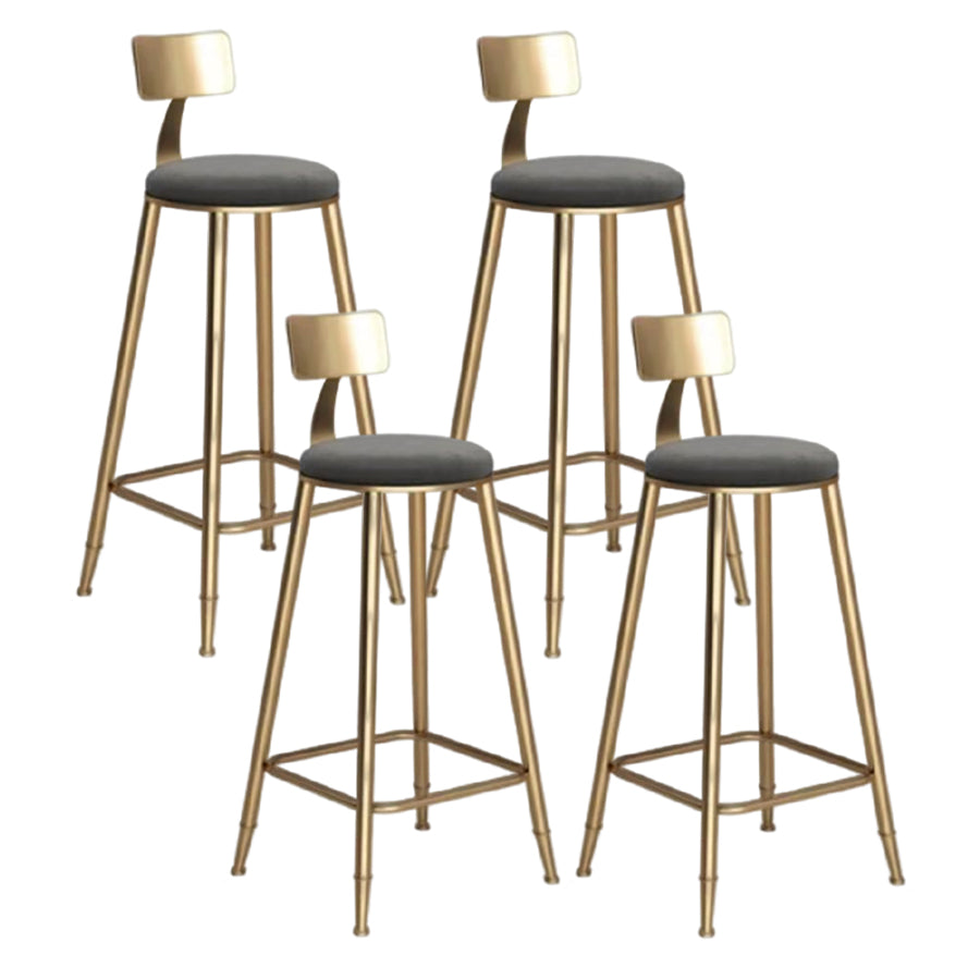 Glam Velvet Low Back Bar Stool Matte Finish Footrest Home Stool Gray 4 Piece Set Clearhalo 'Bar Furniture' 'Bar Stools' 'bar_stools' 'furn' 'furn_bar_stools' 'Furniture' 'furniture_bar_stools' 'Kitchen & Dining Furniture' 4851124