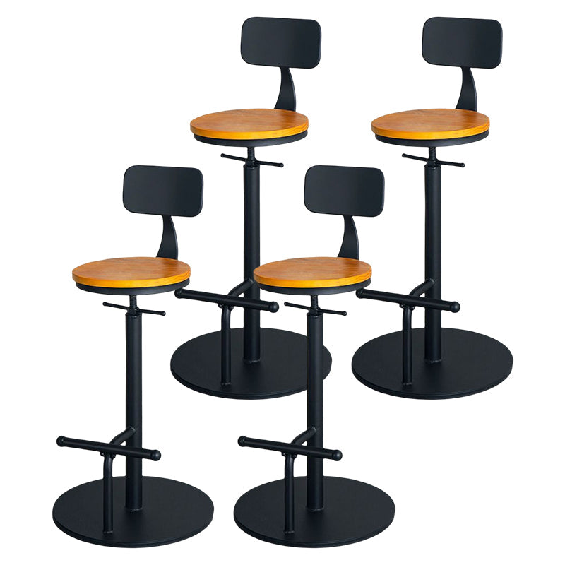 Industrial Adjustable Height Swivel Bar Stool Black Footrest Home Stool Yellow With Back 4 Piece Set Clearhalo 'Bar Furniture' 'Bar Stools' 'bar_stools' 'furn' 'furn_bar_stools' 'Furniture' 'furniture_bar_stools' 'Kitchen & Dining Furniture' 4851242