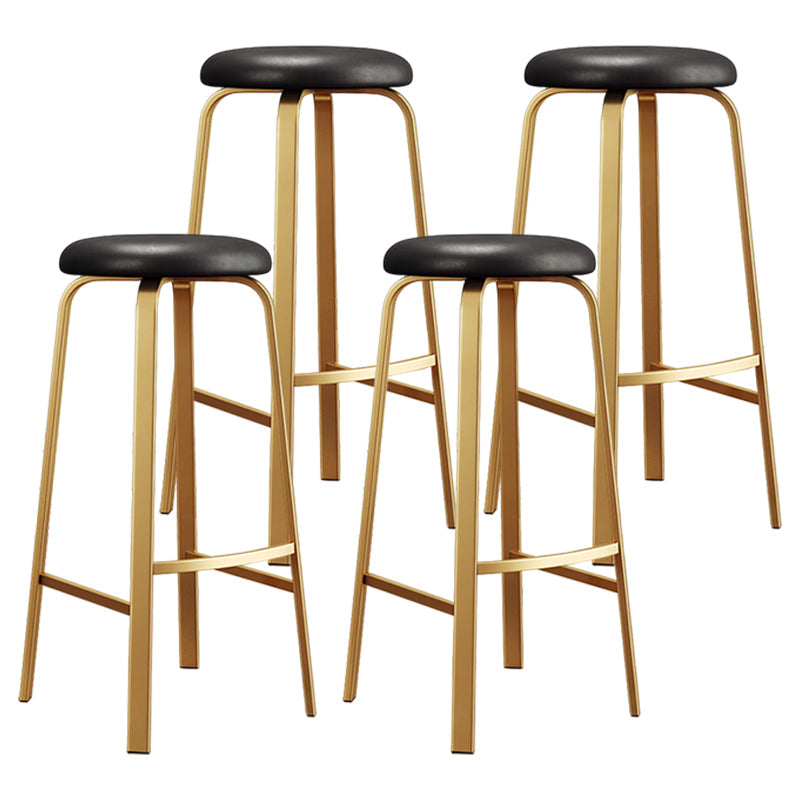 Footrest Upholstered Armless Bar Stool Matte Finish Backless Home Stool Black 4 Piece Set Clearhalo 'Bar Furniture' 'Bar Stools' 'bar_stools' 'furn' 'furn_bar_stools' 'Furniture' 'furniture_bar_stools' 'Kitchen & Dining Furniture' 4851351