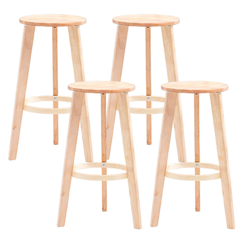 Scandinavian Backless Home Stool Matte Finish Footrest Upholstered Bar Stool Wood 4 Piece Set Counter Stool(27"H) Clearhalo 'Bar Furniture' 'Bar Stools' 'bar_stools' 'furn' 'furn_bar_stools' 'Furniture' 'furniture_bar_stools' 'Kitchen & Dining Furniture' 4851417