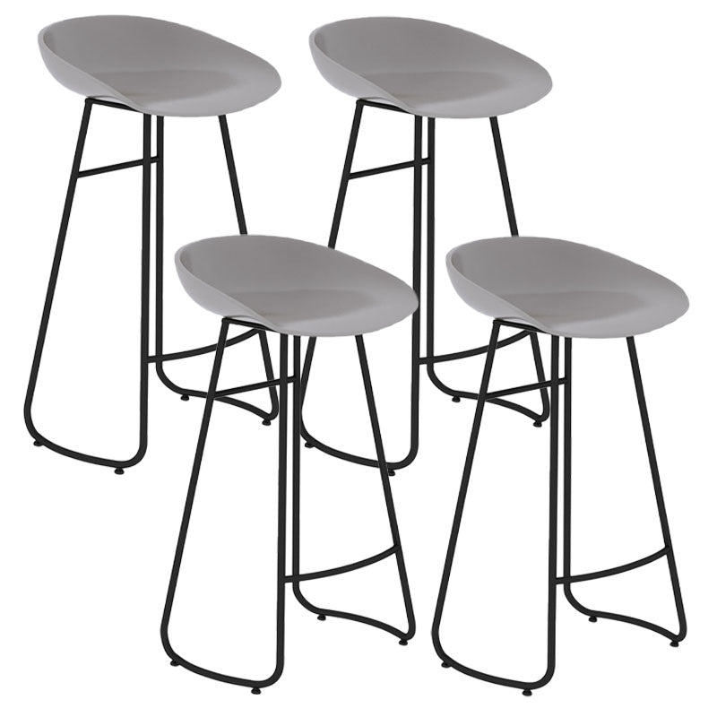 Modern Matte Finish Iron Bar Stool Footrest Milk Tea Shop Stool Grey 4 Piece Set Bar Stool(30"H) Clearhalo 'Bar Furniture' 'Bar Stools' 'bar_stools' 'furn' 'furn_bar_stools' 'Furniture' 'furniture_bar_stools' 'Kitchen & Dining Furniture' 4851483