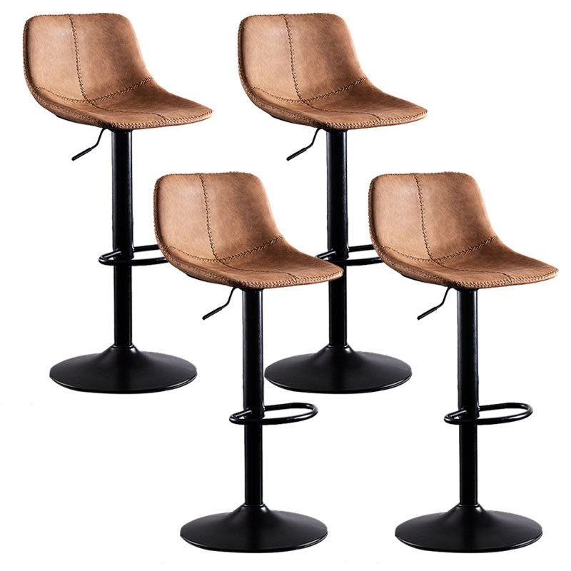 Contemporary Adjustable Height Home Stool Matte Finish Leather Barstool Light Brown 4 Piece Set Clearhalo 'Bar Furniture' 'Bar Stools' 'bar_stools' 'furn' 'furn_bar_stools' 'Furniture' 'furniture_bar_stools' 'Kitchen & Dining Furniture' 4851545