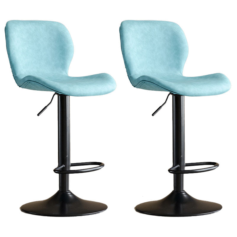 Contemporary Swivel Adjustable Height Stool Matte Finish Leather Barstool Blue Black 2 Piece Set Clearhalo 'Bar Furniture' 'Bar Stools' 'bar_stools' 'furn' 'furn_bar_stools' 'Furniture' 'furniture_bar_stools' 'Kitchen & Dining Furniture' 4851556