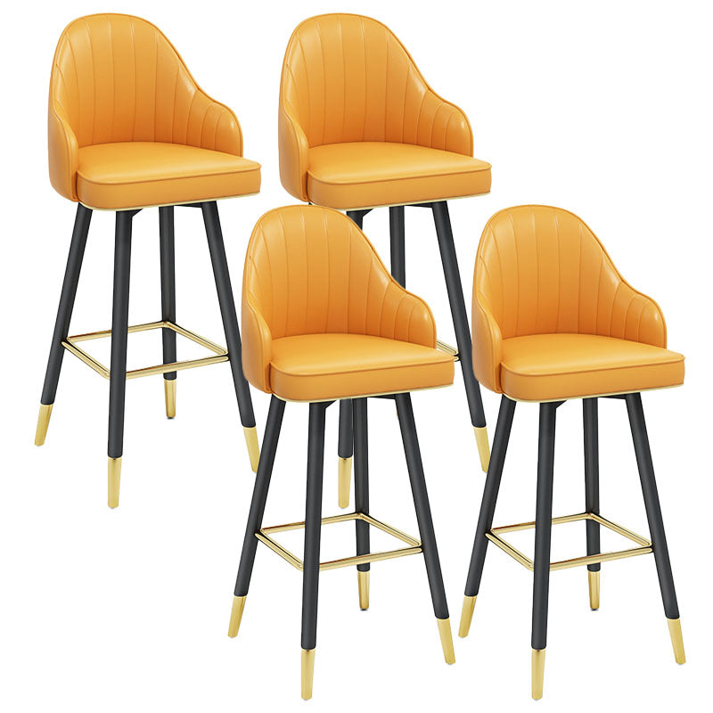 Scandinavian Full Back Swivel Barstool Restaurant Leather Stool Yellow 4 Piece Set Bar Stool(30"H) Clearhalo 'Bar Furniture' 'Bar Stools' 'bar_stools' 'furn' 'furn_bar_stools' 'Furniture' 'furniture_bar_stools' 'Kitchen & Dining Furniture' 4851613