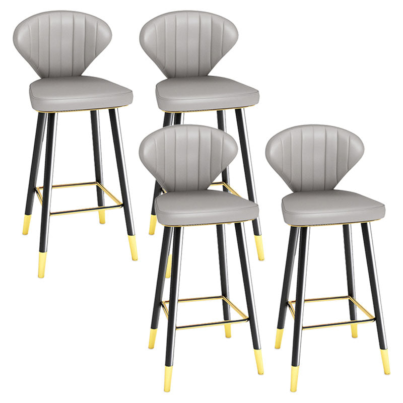 Scandinavian Home Footrest Stool Matte Finish Leather Barstool Grey Set of 4 Bar Stool(30"H) Clearhalo 'Bar Furniture' 'Bar Stools' 'bar_stools' 'Furniture' 'furniture_bar_stools' 'Kitchen & Dining Furniture' 4851664